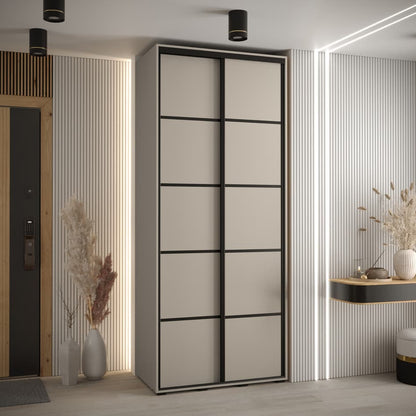 Modern wardrobe with sliding doors in a room setting