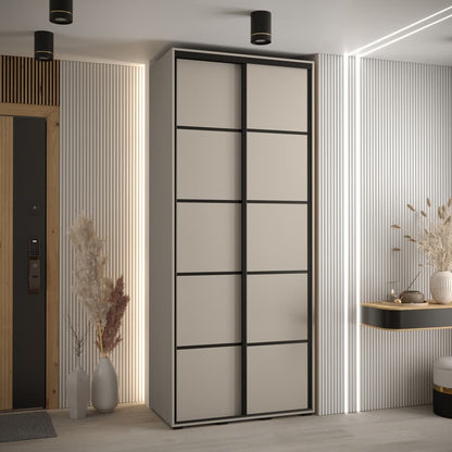 Modern wardrobe with sliding doors in a room setting