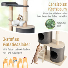 Multi-level Cat Furniture with 2 Cozy Condos-Grey