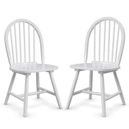 2 Piece Wooden Kitchen Dining chairs with High Spindle Back-White