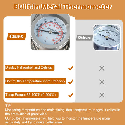22/38L Stainless Steel Water Alcohol Distiller with Build-in Thermometer-38 L