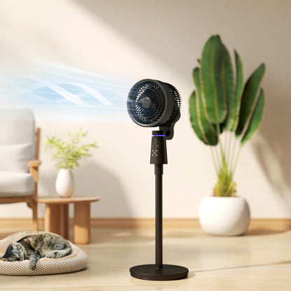 HOMCOM Pedestal Air Circulation Fan with Oscillating, Light Off, Black