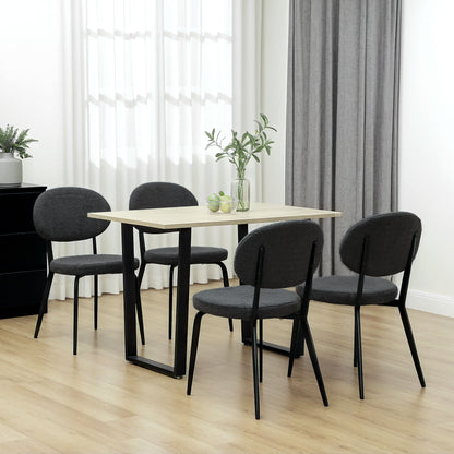 HOMCOM Set of Four Boucle Dining Chairs - Black