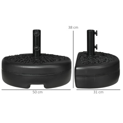 Outsunny Water/Sand Fillable Half Parasol Umbrella Base - Black