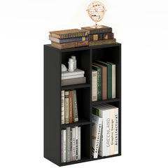 HOMCOM 2-Tier Bookshelf with 5 Compartments - Black