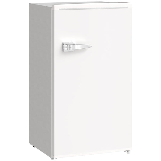 HOMCOM Under Counter Fridge, 85L Small Retro Refrigerator with Chiller Box, Adjustable Thermostat, Glass Shelves, White