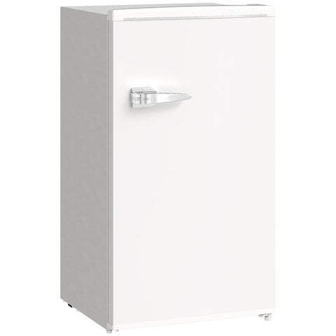 HOMCOM Under Counter Fridge, 85L Small Retro Refrigerator with Chiller Box, Adjustable Thermostat, Glass Shelves, White