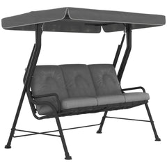 Outsunny 3-Seater Garden Swing Seat, Outdoor Swing Chair with Adjustable Waterproof Canopy, Light Grey