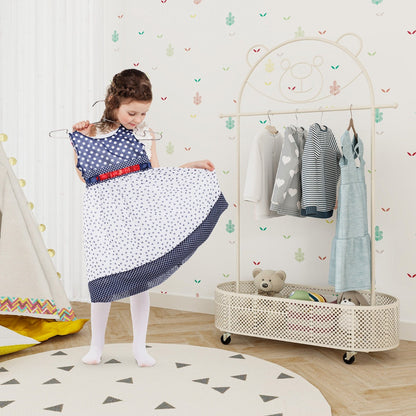 Kid Clothes Rack with 3 Adjustable Heights for Children Adults-White