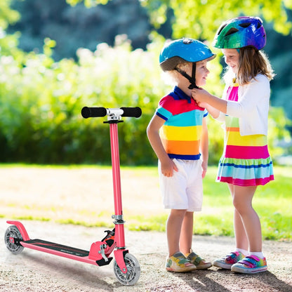 Kids Aluminum Folding Stunt Scooter with LED Wheels-Pink