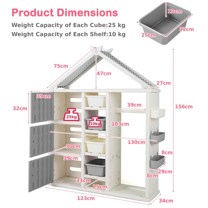Kids Costume Storage Closet with Storage Bin-Grey