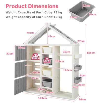 Kids Costume Storage Closet with Storage Bin-Grey