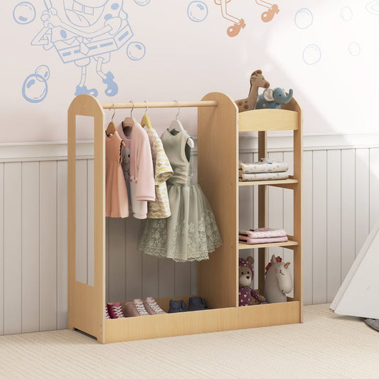 Kids Dress up Storage with Mirror-Natural
