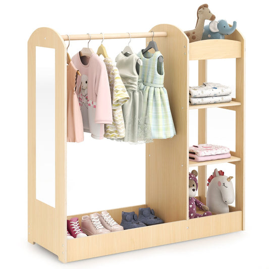 Kids Dress up Storage with Mirror-Natural