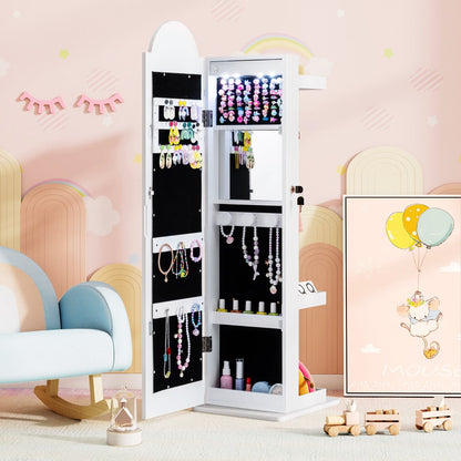 Kids Jewelry Cabinet Standing Children Jewelry Organizer-White