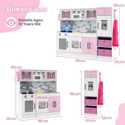 Kids Kitchen Playset with Lights and Sounds-Pink