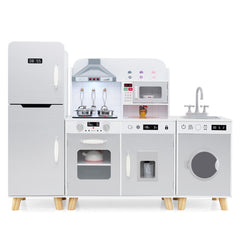 Kids Kitchen Playset with Refrigerator and Washing Machine-Grey