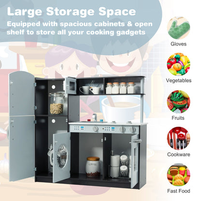 Kids Kitchen Set with Sink and Faucet, Stove, Oven and Microwave