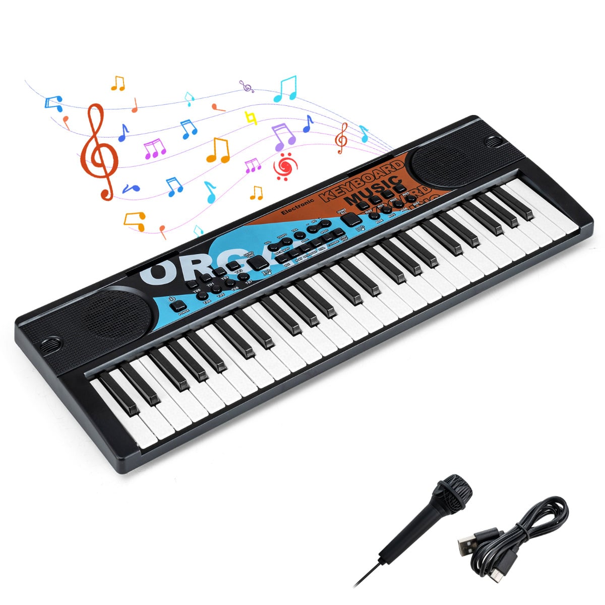 49 Keys Portable Kids Piano Keyboard-Black