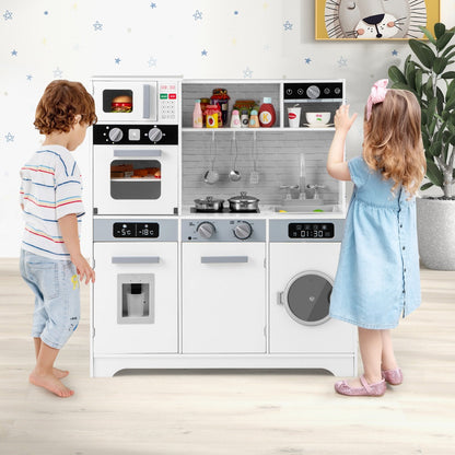 Kids Play Kitchen Toy Set with Water Dispenser and Sink-White