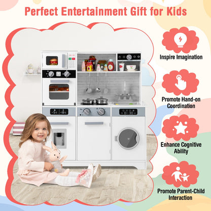 Kids Play Kitchen Toy Set with Water Dispenser and Sink-White