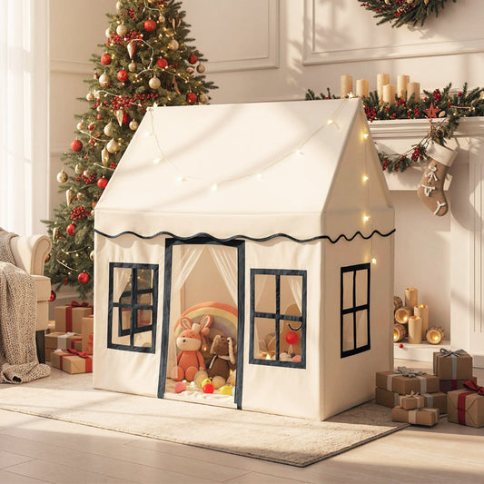Kids Play Tent with Star Lights and Non-slip Mat-Beige