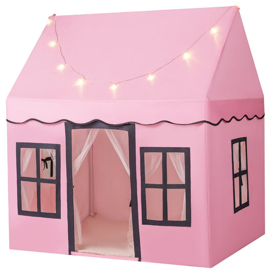 Kids Play Tent with Star Lights and Non-slip Mat-Pink
