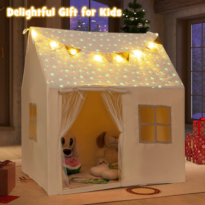 Kids Play Tent with Glow in the Dark Stars-Beige