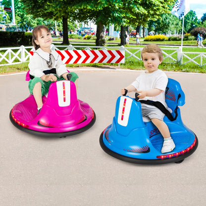 12V Kids Ride On Electric Bumper Car with Dual Joysticks and Remote Control-Pink