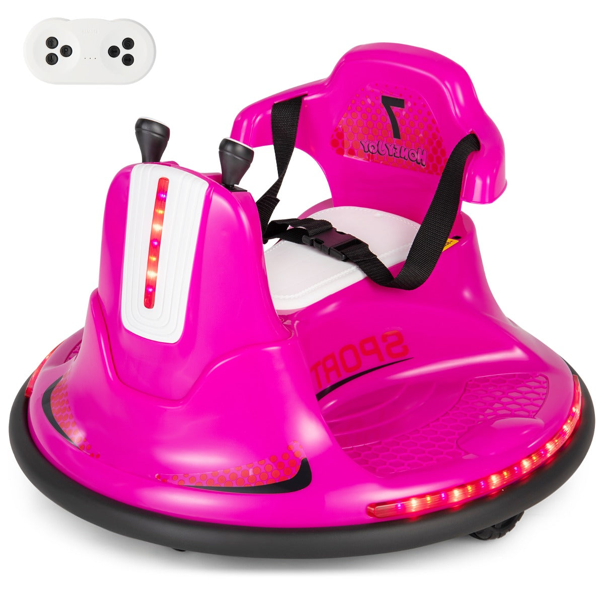 12V Kids Ride On Electric Bumper Car with Dual Joysticks and Remote Control-Pink
