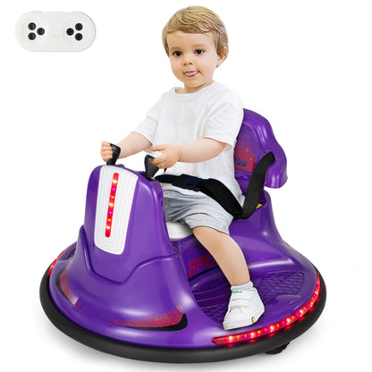 12V Kids Ride On Electric Bumper Car with Dual Joysticks and Remote Control-Purple