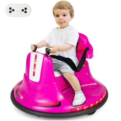 12V Kids Ride On Electric Bumper Car with Dual Joysticks and Remote Control-Pink