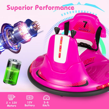 12V Kids Ride On Electric Bumper Car with Dual Joysticks and Remote Control-Pink