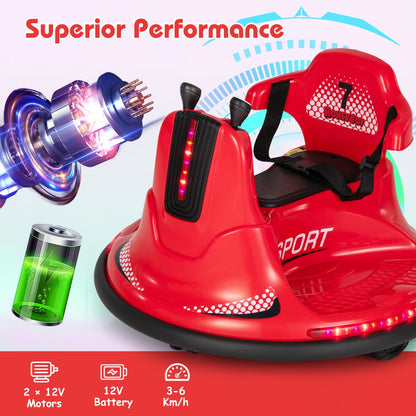 12V Kids Ride On Electric Bumper Car with Dual Joysticks and Remote Control-Red