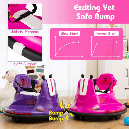 12V Kids Ride On Electric Bumper Car with Dual Joysticks and Remote Control-Pink