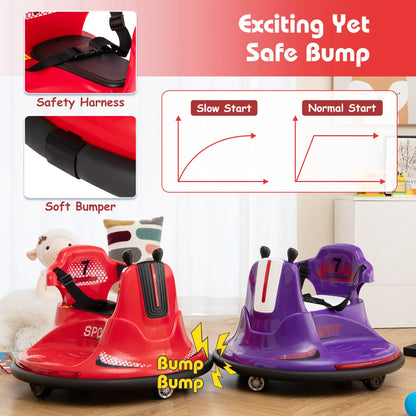 12V Kids Ride On Electric Bumper Car with Dual Joysticks and Remote Control-Red