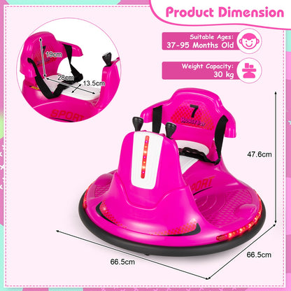 12V Kids Ride On Electric Bumper Car with Dual Joysticks and Remote Control-Pink