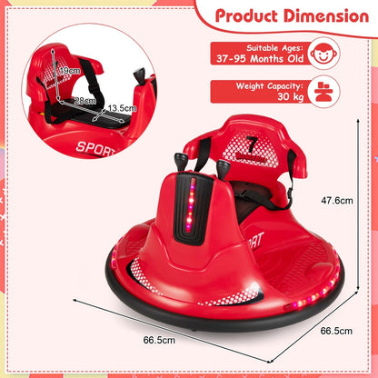 12V Kids Ride On Electric Bumper Car with Dual Joysticks and Remote Control-Red