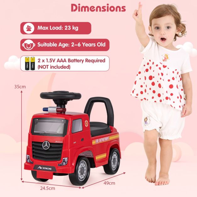 Kids Ride On Fire Truck Licensed Mercedes-Benz with Music-Red