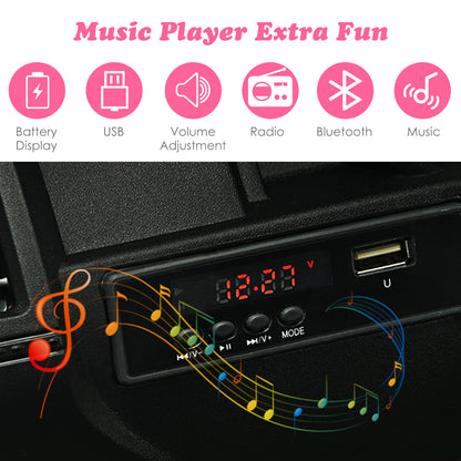12V Kids Ride on Truck with 2.4G Parental Remote Control and Music-Pink