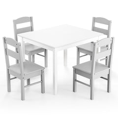 Kids Table and 4 Chairs Set for Toddlers Dining, Drawing, Reading-Grey