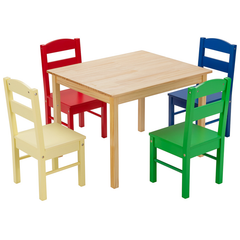 Kids Table and 4 Chairs Set for Toddlers Dining, Drawing, Reading-Multicolor