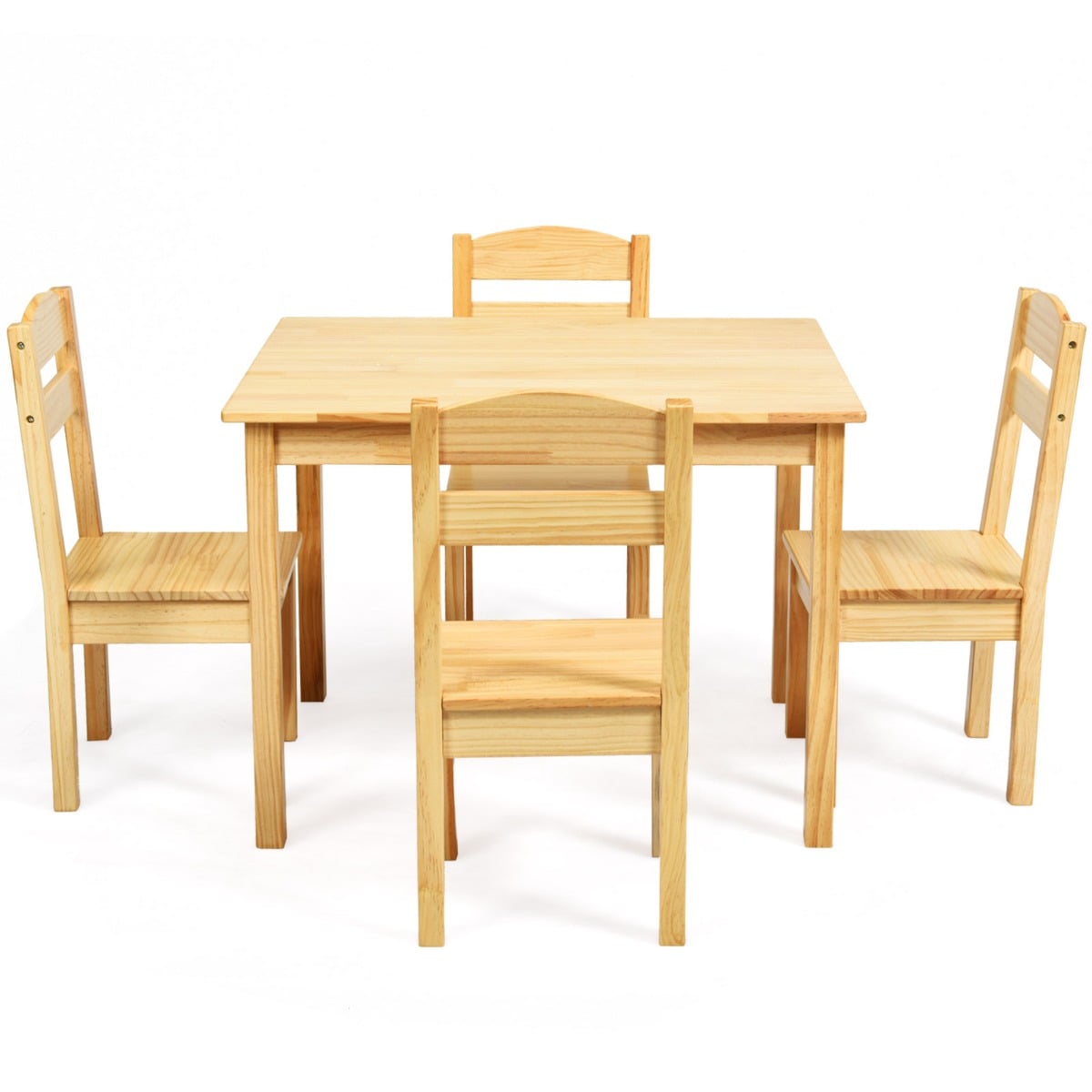 Kids Table and 4 Chairs Set for Toddlers Dining, Drawing, Reading-Natural