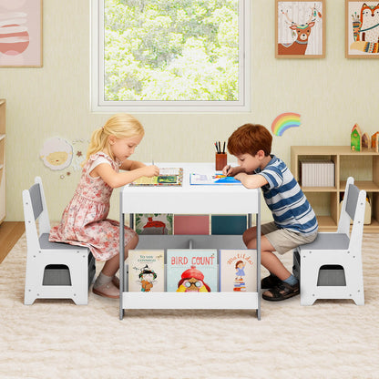 Kids Table and Chairs Set Toddler Wooden Activity Desk-Grey