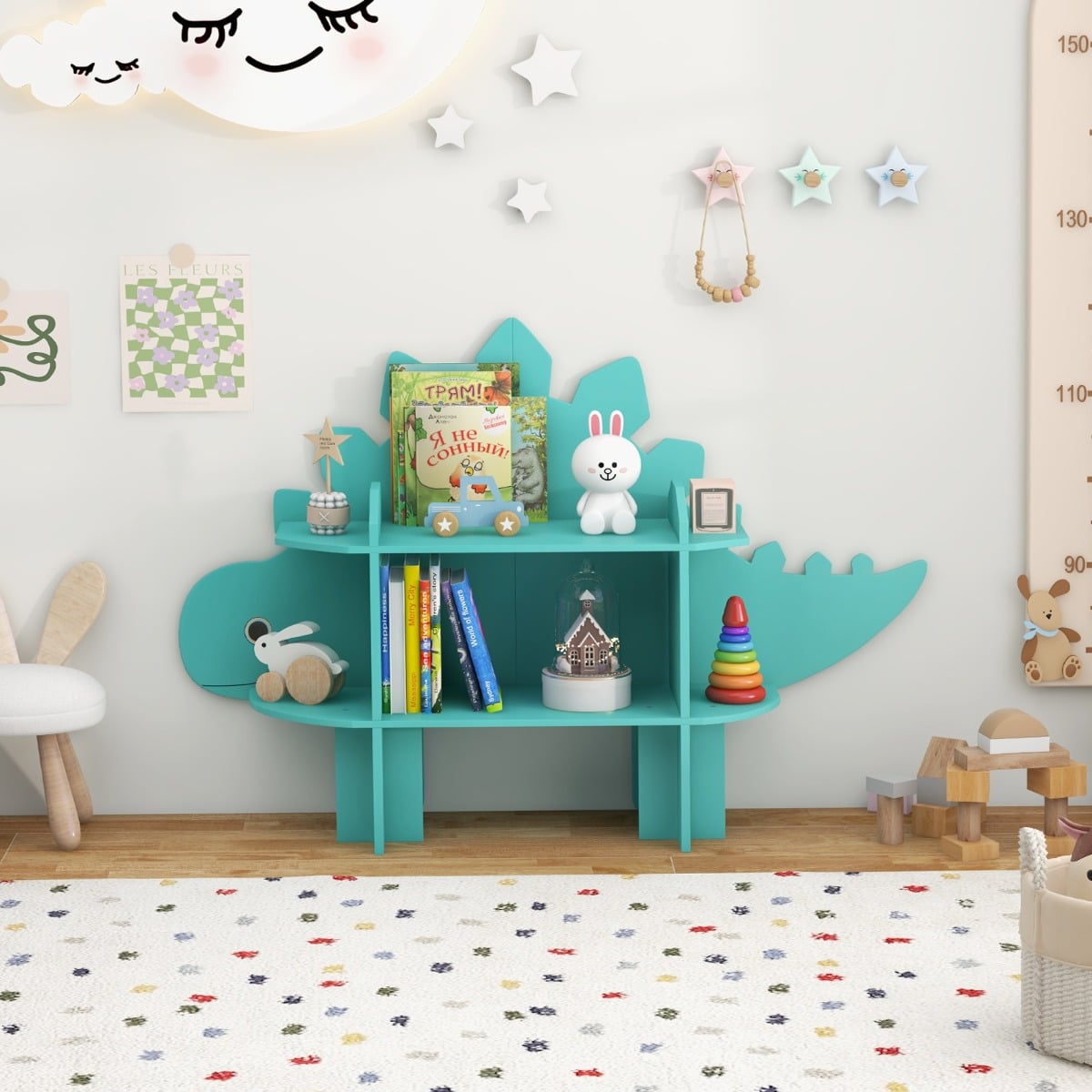 Kids Toy Storage Organizer with Anti-Toppling System for Play Room Nursery Kindergarten-Green