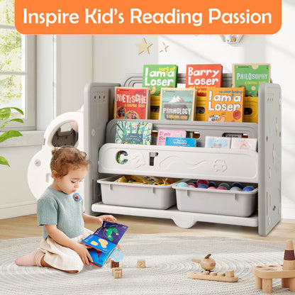 Kids Toy Storage and Bookshelf Car Themed Toy Storage Cabinet