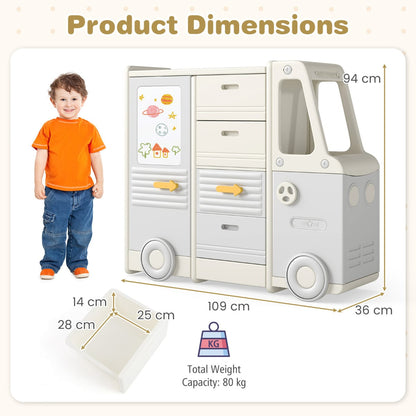 Kids Toy Storage Organizer with 4 Pull-out Drawers-Grey