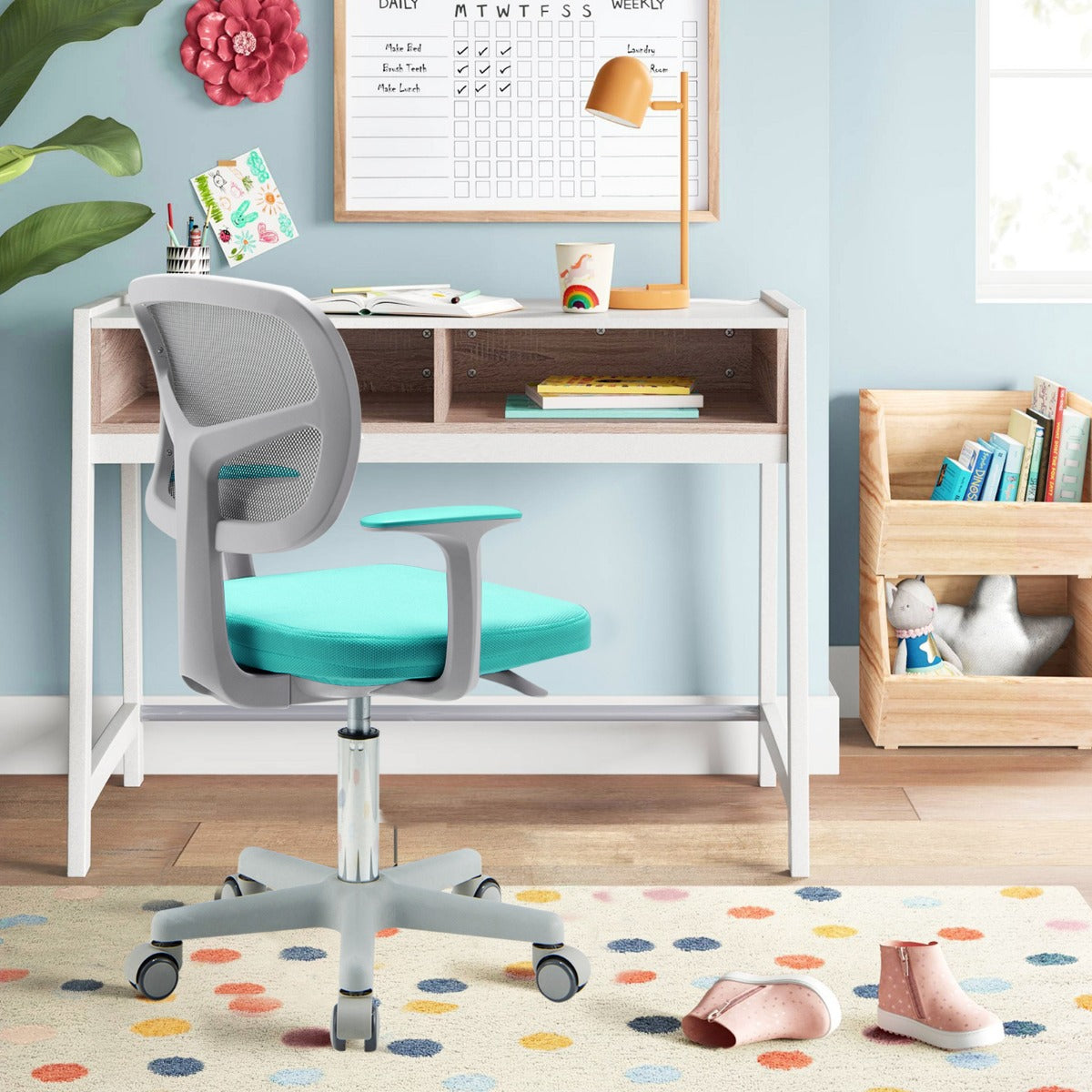 Childrens Desk Chair Childrens Computer Chair with Adjustable Height Turquoise
