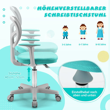 Childrens Desk Chair Childrens Computer Chair with Adjustable Height Turquoise