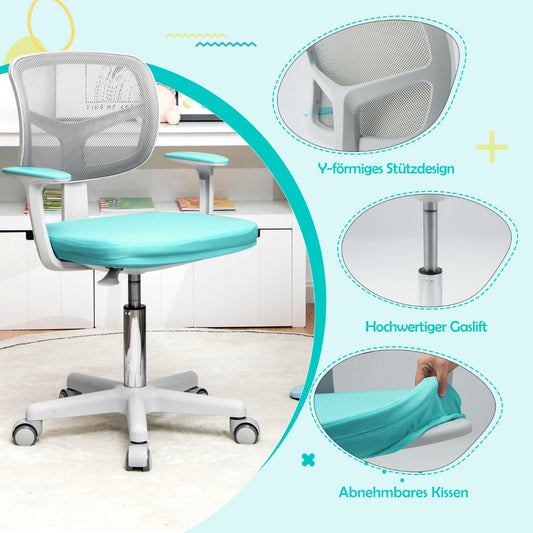 Childrens Desk Chair Childrens Computer Chair with Adjustable Height Turquoise
